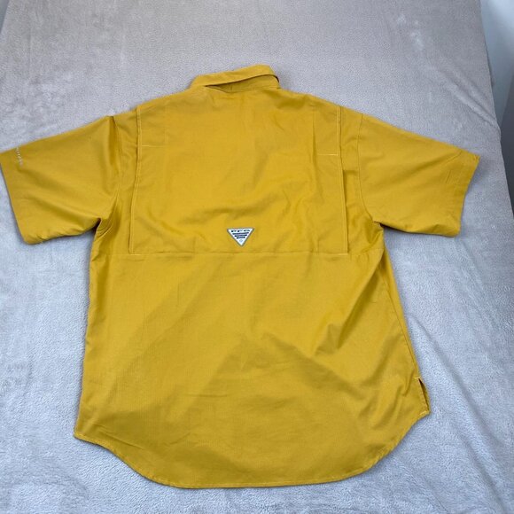 Columbia PFG Mens Fishing Shirt M Omni-Shade Yellow Short-Sleeve Caped and Vente - Picture 12 of 12